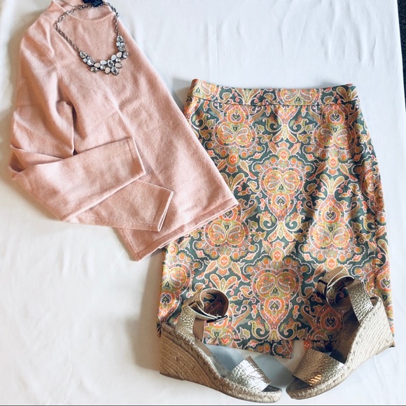J. Crew Dresses & Skirts - J.crew paisley Pencil skirt green/orange